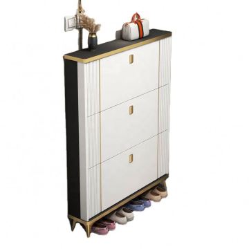Large Capacity Wood Shoe Rack Cabinet with Open Shelves