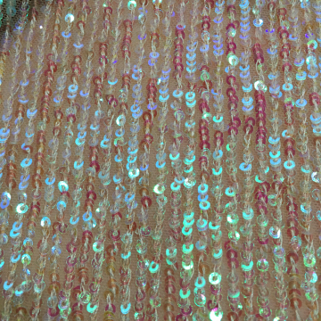 Hot Selling Sequin Embroidery On Nylon Spandex Mesh