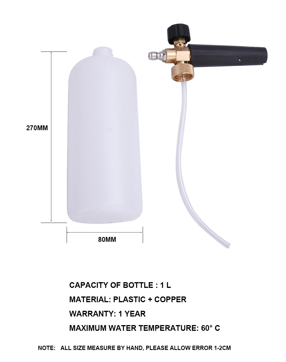 Hochdruckseifenschaumfilter -Düsen -Sprühgenerator Schaumstoffpistole für schnelle Stecker Kanone 1/4 "Waffe Schnee Lanze