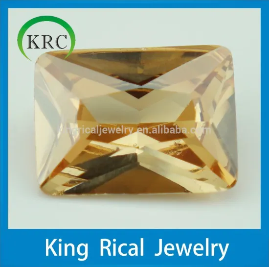 Rectangle cut champagne cubic zirconia stones