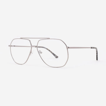 Angular double-bridge Metal Men's Optical Frames