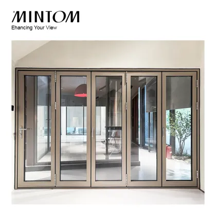 Aluminum Balcony Veranda Bifold Folding Accordion Exterior Glass Sliding Patio Doors