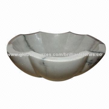 Lotus Design Marble Sink, China Volakas White, in Round Shape, Highly Polished, Customized Designs