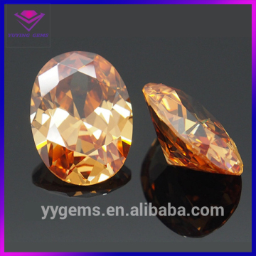 Synthetic Diamond Making Machine Cut Champagne Cubic Zirconia Oval Gemstone