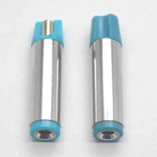 5.5mm x 2.1mm DC power plug semi plastic blue plastic flat end