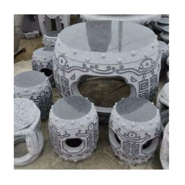 Hot Selling Dark Grey Granite Antique Garden Table and Chairs - GCF4031