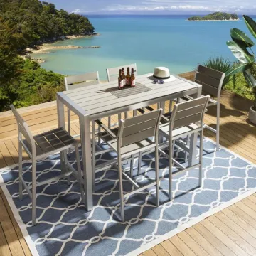 Modern Metal Outdoor Patio Furniture - Hotel Bar Table and Chair Set
