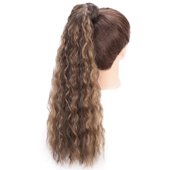Vigorous Long Ponytail Hair Extensions for Women Synthetic Wrap Around Wavy Ponytail 22" Magic Paste Heat Resistant Hairpiece