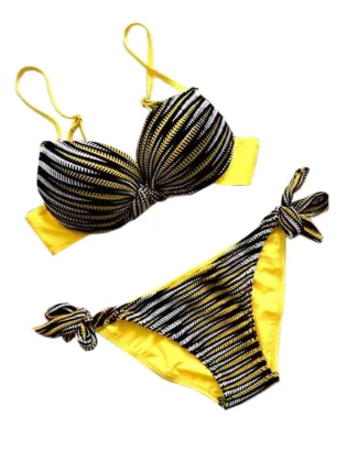 Women Sexy Striped Bras Sets Female Sexy Two Pieces Spaghetti Strap Bikini Set