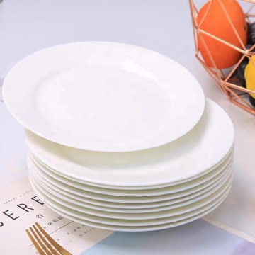 Hotsale Custom Pure White Ceramic Flat Dinnerware Plates - Porcelain Steak Plates 8-16 Inch