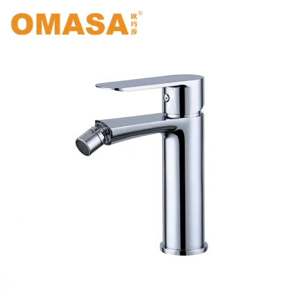Deck Mounted Bidet Faucets with Contemporary Brass Finish
