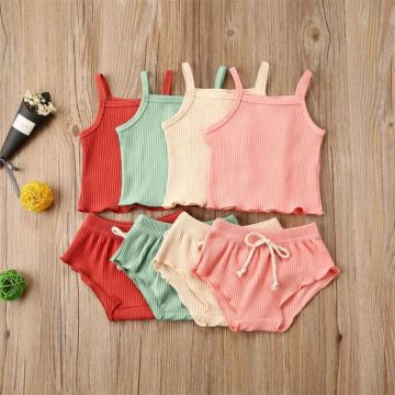 Citgeett Summer Solid Toddler Baby Girl Clothes Vest Top T-Shirt Pants Shorts 2Pcs Outfit Sets