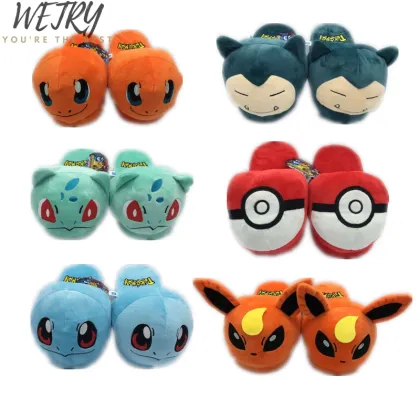 Anime Carto Pokemon Slippers Lovers Warm Woman Slippers