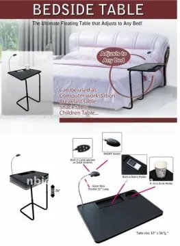 bed side table adjustable plastic with LED light