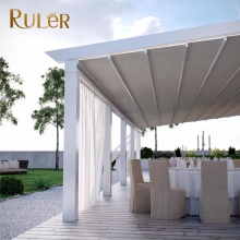 Modern Motorized LED Light Pergola with Retractable Aluminum Frame Awning