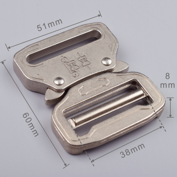 38mm Heavy Duty 300KG Steel Nickel plating white Adjustable Belt Buckle Cobra Buckle