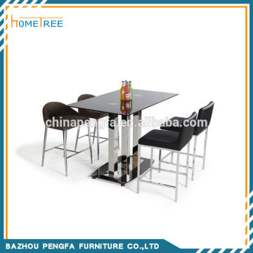 Simple Stainless Steel Tempered Glass Dining Table Set/Dining Room Furniture