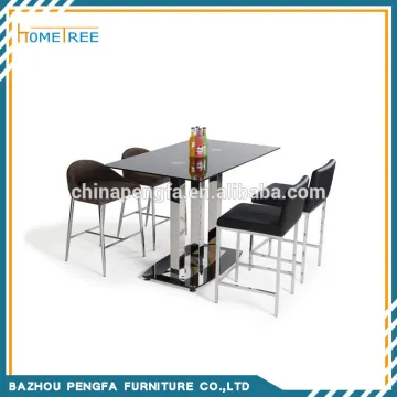 Tempered Glass Dining Table With Stainless Steel Legs , Dining Table Set
