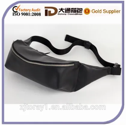 Black Unisex Leather Waist Pack Waist Bag for Bum Bag