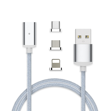 Cavo magnetico USB 3 in 1 per iPhone per Android per cavo di ricarica USB magnetico di tipo C.