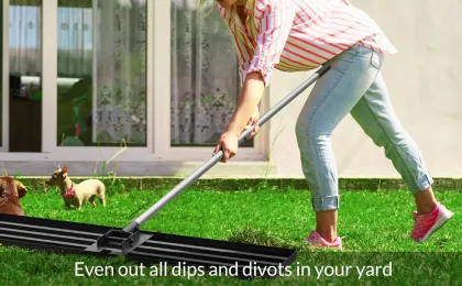 7ft Aluminum Heavy Duty Landscape Rake Handle with Ground Plate