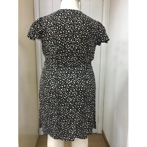  Black and White Plus Size Wrap Dress Factory