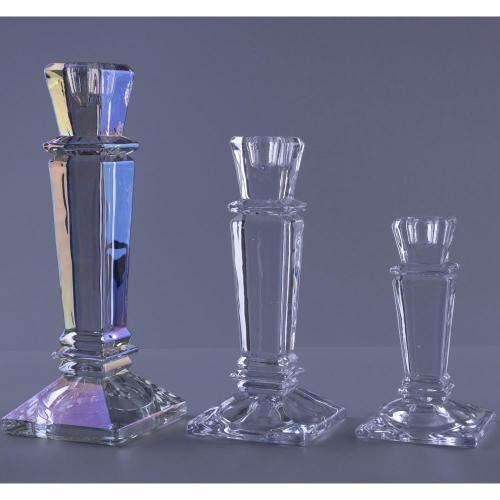 Square Shape Crystal Glasss Taper Candle Holder
