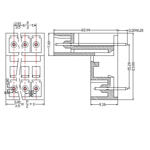 AT2500TV-3.5／3.81XXX-EF Plug-in Terminal Block Close Vertical Pitch3.5／3.81 