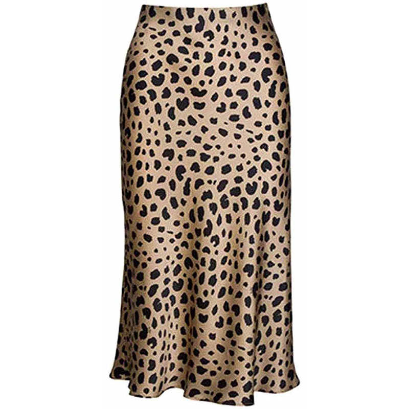 Leopard Skirt for Women Midi Length High Waist