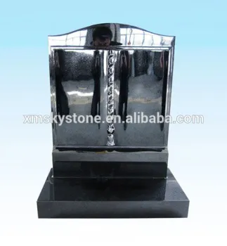 SKY-B5 Square Black Marble Carved Granite Flat Monument Tombstone