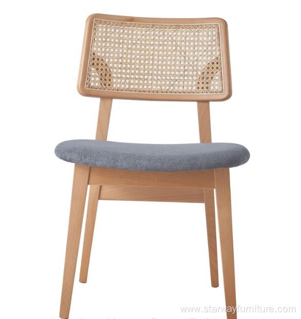 Modern Living room Solid Wooden Rattan Dining Chair