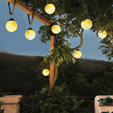 Solar Garden Light LED Moon Chandelier Pendant Lamp - Waterproof Camping and Landscape Party Light