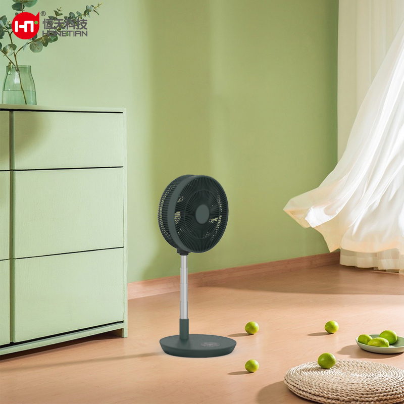 HONETIAN foldable buit in battery 12 speeds 4 modes 12 timer 12 inch 9 blades DC circulator stand custom colors indoor fan