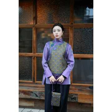 十三柴硝火蜀锦盘扣马甲