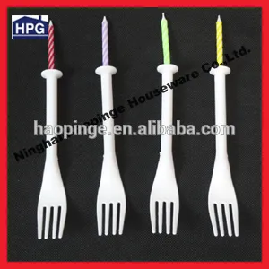 12pcs plastic colorful cake fork set with candle light