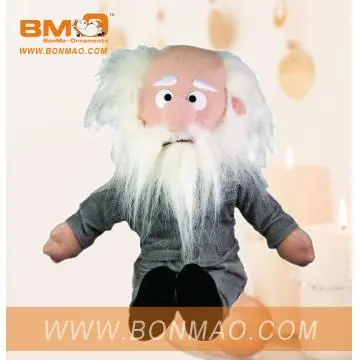 Lovely Plush Toy Doll Old Man with White Hair and Clothes