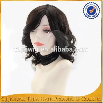 Best quality natural black skin top jewish kosher human hair wigs with bang