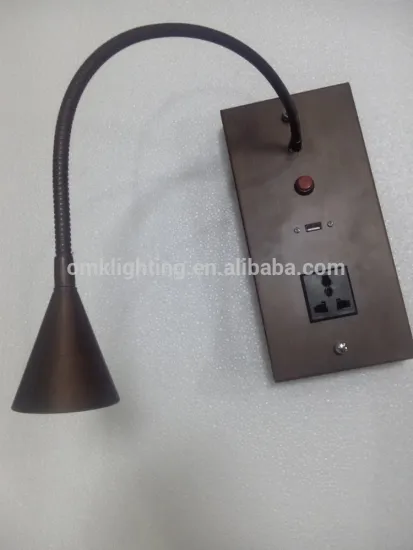 flexible 3w goose neck for bedside book reading wall lamp with USB