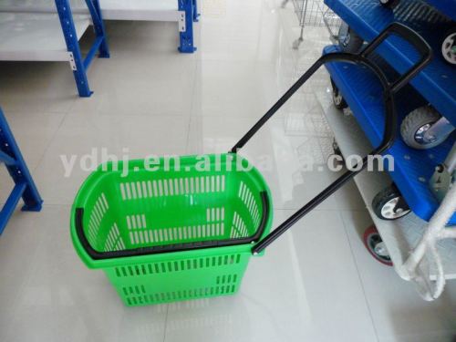 Large Capacity Supermarket Rolling Plastic Hand Basket from Suzou Factory