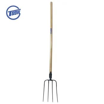 4T Long Wooden Handle Garden Fork for Hard Soil