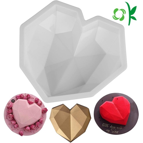 Molde de pastel en forma de diamante de corazón de silicona