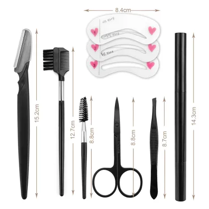 Makeup Grooming Kit: Brush, Comb, Scissors & Eyebrow Tools