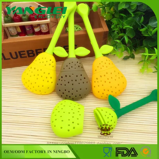 tea strainer stainless steel pear silicone tea bag holder
