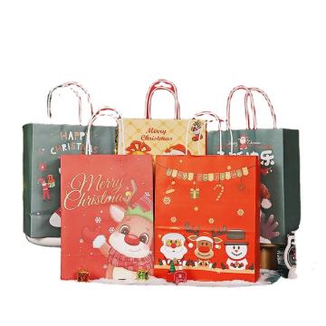 Patrón de Navidad Bolsa de papel Kraft con mango