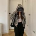 Women Lightweight Stripe Zip Up Cardigan