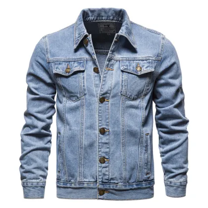 Casual Cotton Denim Jacket for Men - Bulk Wholesale Jean Jacket
