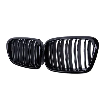 Glossy Black ABS Double Line Front Grille for BMW 5 Series E39 (1995-2004)