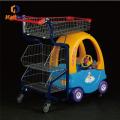 Çocuk koltukları ile süpermarket çocuk alışveriş arabası