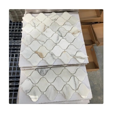 Top Quality Calacatta White Gold Marble Lantern Mosaic Waterjet Cut Pattern Tiles