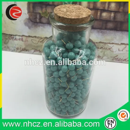 Blue Round Pin in Large Cork Glass